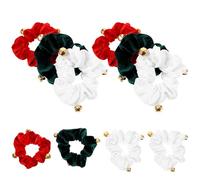 ELAYARD 10pcs Elastic Christmas Hair Scrunchies for Women and Soft Plush Holiday Hair Ties with Festive Santa and Elk Designs Stretchy Ponytail Holders for Thick and Thin Comfortable