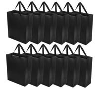 ELAYARD 10pcs Kraft Paper Gift Bags with Handles Medium Black Party Favor Bags for Weddings Boutique Stores Business Events and Craft Fairs Cotton Paper Blend Large Capacity