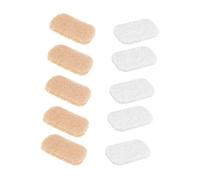 ELAYARD 10Pcs Nonslip Soap Saver Pads with Self-draining Ellipse Soap Holder Tray in White and Beige for Bathroom and Kitchen Prevents Mushy Bars and Sludge Buildup