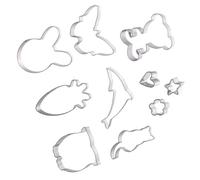 ELAYARD 10pcs Stainless Steel Cookie Cutters Set Animal Rabbit Head Shape Baking Molds for Party Biscuit Scone Rust Food Safe