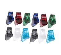 ELAYARD 12pcs Celluloid Thumb Guitar Picks Nail Plectrums Set for Right Hand with 2pcs Each Red White Black Light Blue Dark Blue Green - Fingerstyle Acoustic and Bass Guitar Accessories