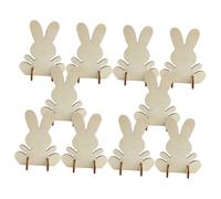 ELAYARD 12pcs Easter Bunny Wooden Cutouts DIY Craft Material for Easter Party Decorations Creative Rabbit Figurines for Painting and Imaginative Play Use Wood Rabbit Ornaments