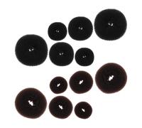 ELAYARD 12pcs Hair Donut Bun Maker Set with Medium, Large, Extra-large Sizes Black and Coffee Hair Donut Rings for Women and Girls Sock Bun Shaper for Ballet and Everyday Hairstyling