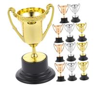 ELAYARD 12Pcs Plastic Trophy Cups for Party Celebration Competition Award Ceremony Unbreakable Mini Trophies in Gold Silver Prize Decor for Kindergarten and