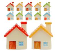 ELAYARD 12pcs Resin Miniature Houses Set for Home Decor and Shelves, Sturdy Countryside Style with Versatile Placement, for Holiday Displays and DIY Craft Projects