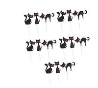 ELAYARD 15pcs Halloween Cupcake Picks Black Cat Design Festive Cake Decor Party Supplies for Halloween Theme Cakes Cupcakes Desserts and Celebration Decorations