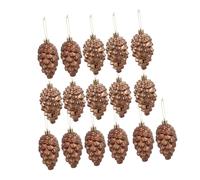 ELAYARD 16pcs Christmas Tree Pine Cone Ornaments Set String, Glossy and Matte Plastic Pine Cone Decorations for Holiday Wreaths and Rustic Wedding Decor