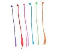 ELAYARD 18pcs Braided Hair Extensions with Plastic Clips for Party Accessories Nylon Braiding Hairpieces Easy to Wear Bright