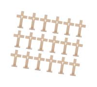 ELAYARD 18pcs Small Wooden Crosses with Stable Base for Tabletop Religious Craft Decor Rustic Unfinished DIY Art Signs for Easter Baptism Church Weddings and Spiritual Celebrations