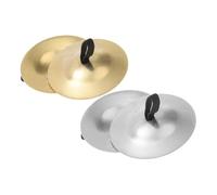 ELAYARD 2 Pairs Finger Cymbals for Performance Lightweight Handheld Rhythm Cymbals Gold Silver Traditional Belly Dance Percussion Instrument for Dancers and Bands