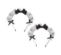 ELAYARD 2 Pcs Lolita Hairhoops Bowknot Headbands Lightweight Comfortable Wearing Feeling Pretty Bowknot and Lace Design for Wedding Carnival Party
