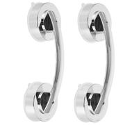 ELAYARD 2 Pcs Portable Silver Abs Suction Grab Bars Bathroom Door Handles for Seniors Non-Porous Surface Mount Weight Capacity Support Rails for Shower and Bathtub Safety
