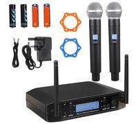 ELAYARD 2 Pcs Wireless Microphone System Uhf Cordless Dual Microphones for Karaoke Home Outdoor Use with Uk Plug Acv Clear Audio Easy Movement Two Connection