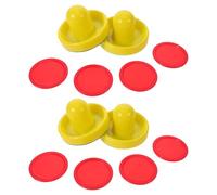 ELAYARD 2 Sets Air Hockey Replacement Pucks and Plastic Pushers with Paddle Pads Strikers and Red Pucks for Indoor Tabletop Game Accessories Easy Swap for Family Party Play