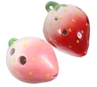 ELAYARD 2 Sets Creative Fruit Shaped Ocarina for Beginner Practice Wind Instrument Solid Wear Resistant Material Easy to Play Students and Music Lovers Red Pink Random Color