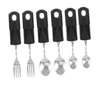 ELAYARD 2 Sets Weighted Shake Adaptive Utensils for Elderly Disabled Bendable Spoons and Forks with Large Non Slip Handles Portable Tableware for Neurological Patients and Hand Injuries