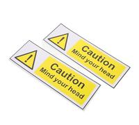 ELAYARD 2 Sheets Caution Warning Stickers for Industrial Machinery Synthetic Safety Labels Watch Your Head Sign Self Adhesive Warning Signs for Factories Warehouses Workshops