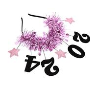 ELAYARD 2024 Glitter Holiday Headband with Star Decorations, Rose Red Sequin Hair Accessory for Women and Adults, New Year Party Hairband for Lunar and Year Eve Celebrations