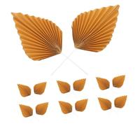 ELAYARD 20pcs Gold Paper Palm Fan Cake Toppers Large Leaf-shaped Handmade Folding Fans for Wedding Shower Birthday DIY Craft Party Decoration Supplies