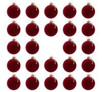 ELAYARD 24pcs Dark Red Flocked Decorative Balls 5cm Shatterproof Hanging Ornaments for Christmas Tree and Valentine’s Day Holiday Home Decor