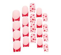 ELAYARD 24Pcs Heart Shape Press on Nails Full Cover Short Fake Nails Kit for Valentines Day Bulk for Women Easy Glue-On Set