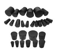 ELAYARD 27pcs Solid Rubber Stoppers Assorted Tapered Lab Plugs for Sealing Containers Bottles Test Tubes Black Rubber Sealing Plugs for Laboratory and Aquarium Use