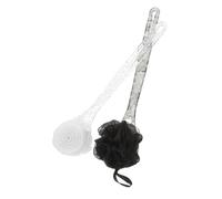 ELAYARD 2pcs Back Cleaning Brush with Long Handle Dual-Side Exfoliating Bath Scrubber for Shower Deep Skin Care Loofah for Body and Back Black and White Bathing Tools for Men and Women