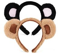 ELAYARD 2pcs Bear Ears Headband Cute Hair Hoops for Cosplay Halloween and Party Use Fit Animal Ears Accessories for Adults