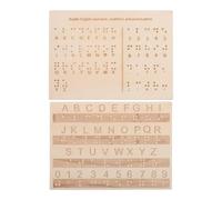 ELAYARD 2pcs Braille Alphabet Boards with Raised Dots Letters and Numbers, Wooden Braille Learning Boards for Beginners, Portable Blind People Teaching Tools for Visual Impairment