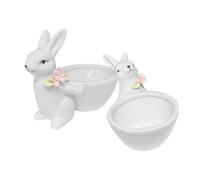 ELAYARD 2pcs Bunny-shaped Ceramic Key and Jewelry Storage Bowls Decorative Trinket Holders for Home and Office Desk Organization Stylish Rustic White Rabbit Figurines for Small Accessories