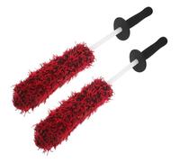 ELAYARD 2pcs Car Tire and Wheel Cleaning Brush Set - Red Soft Microfiber Bristles round White Handle - Automotive Tire Detailing Brush for Rims, Engines, and Exhaust Cleaning