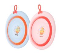 ELAYARD 2Pcs Cartoon Folding Washbasin Newborn Bath Tub Portable Foot Basin for Camping Hiking Home Use Stable Reinforced Design with Multi-Purpose Storage Function