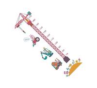 ELAYARD 2PCS Cartoon Tower Crane Wall Decal with Height Scale for Bedroom Bathroom Decoration PVC Wall Sticker Removable and Safe Growth Chart for Boys