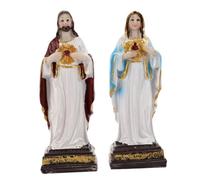 ELAYARD 2PCS Catholic Holy Family Resin Statues for Christmas Table Decoration Religious Figurines of Blessed Mother and Jesus Elegant Sacred Ambiance Accent for Home Office Worship