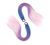 ELAYARD 2pcs Colorful Braid Wig Ponytail Hair Ties Elastic Holders for Girls Long Twisted Braids (blue Purple Pink)