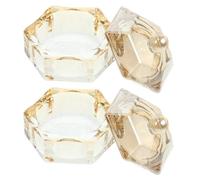 ELAYARD 2pcs Crystal Glass Nail Dish Cups with Lids for Manicure Nail Art Mixing and Cleaning Decorative Hexagon Design Care Tool for Professionals and Salons