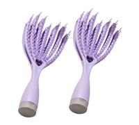 ELAYARD 2pcs Curved Vent Hairbrush with Scalp Massage Hollow Design for Women Men Wide Tooth Comb for Detangling Thick Curly Wavy Hair Travel-friendly Volumizing Brush for Wet Dry Hair