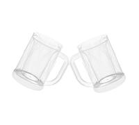 ELAYARD 2pcs Double Wall Frosty Beer Freezer Mugs with Handles Clear Insulated Cups for Ice Cold Drinks Longterm Cooling Stylish Transparent Beverage Glasses for Summer Parties