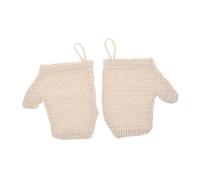 ELAYARD 2pcs Dual Sided Exfoliating Bath Scrubber Gloves Reusable Cotton Linen Shower Mittens for Gentle Deep Body Scrub Rich Lather Cleaning Gloves for Women