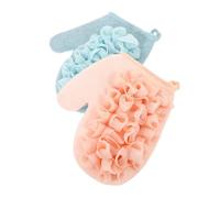 ELAYARD 2pcs Dual Sided Exfoliating Wash Mitt for Adults Deep Cleansing Rough Side Gentle Body Loofah Gloves Ergonomic Fit for Shower Bath Durable Skin Scrubber Blue Pink