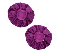 ELAYARD 2Pcs Elastic Bath Caps Large Purple Wide Brim Satin Sleep Bonnet with Star Rhinestones for Women Home Use Shower Caps Hair Protection