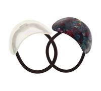 ELAYARD 2pcs Elegant Curved U-shaped Hair Ties Stylish Elastic Ponytail Holders for All Hair Types No Design for Women Chic Ponytail Cuffs and Glazed Colors