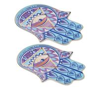 ELAYARD 2pcs Evil Eye Ceramic Jewelry Tray Desktop Storage Dish for Rings Bracelets Candle Display Decorative Hand Shaped Trinket Plate for Home and Dressing Table