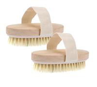 ELAYARD 2pcs Exfoliating Body Brush with Medium Stiffness Boar Bristles Wooden Bath Spa Brush for Shower Cellulite Reduction and Skin Softening Suitable for Feet Legs Knees Care