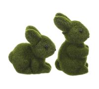 ELAYARD 2pcs Flocked Rabbit Decor Lightweight Garden Figurines for Outdoor Lawn Patio Easter Party Decorations