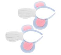 ELAYARD 2pcs Fluffy Mouse Chef Hat Headband with Cartoon Animal Ears for Halloween Party Adjustable Unisex Holiday Costume Accessory Cute Mouse Ears Hairband for Adults