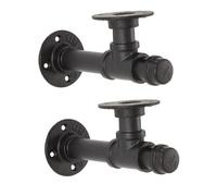 ELAYARD 2Pcs Industrial Pipe Shelf Brackets Wall Mounted Rustic Iron Floating Shelf Supports for Bedroom Kitchen Bathroom Storage and DIY Wall Decor