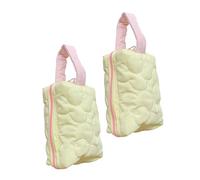 ELAYARD 2pcs Large Capacity Portable Makeup Pencil Case Organizer Travel Storage Bag for Cosmetics Stationery More Handheld Design Lemon