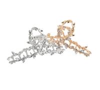 ELAYARD 2pcs Leaf Shape Metal Hair Claw Clips for Women and Non-slip Rhinestone Hair Accessories with Elegant Gold and Silver Finish Stylish Barrette Jaw Clamp