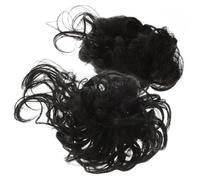 ELAYARD 2pcs Messy Curly Hair Bun Extensions High Temperature Silk Fake Hairpiece with Elastic Band for Women Natural Gloss Soft Updo Chignon Style